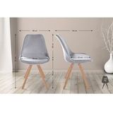 CLP Set van 4 eetkamerstoelen Sofia fluweel licht grijs/natura (ronde) - grijs Textiel 322628