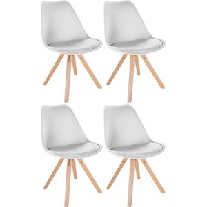 CLP Set van 4 eetkamerstoelen Sofia Vierkant frame kunstleer wit - 322653