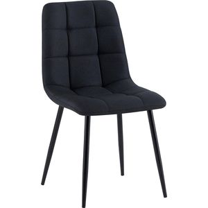 CLP Antibes Eetkamerstoel, gestoffeerde stoel met stoffen bekleding, met vloerbeschermers, kleur: zwart