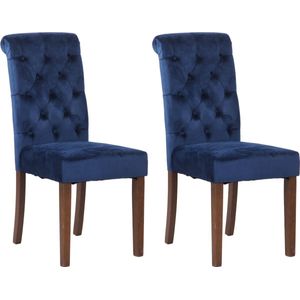 2er Set Esszimmerstühle Lisburn blau Samt