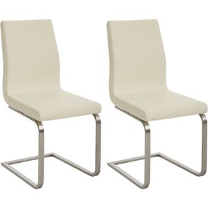 CLP Belfort Set van 2 eetkamerstoelen - Kunstleer - creme