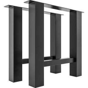 CLP Set van 2 Hunker tafelpoten - Metaal - Vierkant - zwart 80 cm