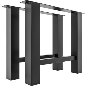 CLP Set van 2 Hunker tafelpoten - Metaal - Vierkant - zwart 90 cm