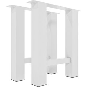 CLP Set van 2 Hunker tafelpoten - Metaal - Vierkant - wit 70 cm