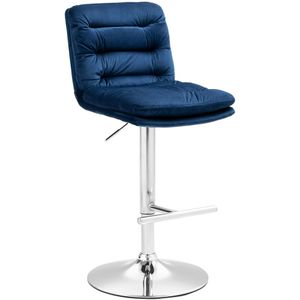 Barhocker Damar Samt blau chrom