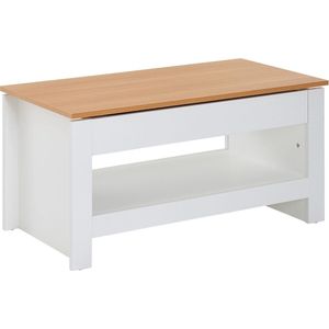 WOHNLING - Salontafel - Wit/Eiken - 85 X 47 X 45 cm - Met Opbergruimte