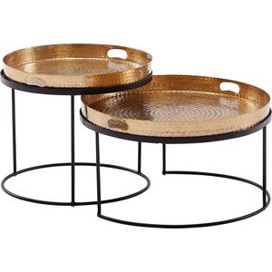 Sky Style- Salontafel set van 2 koperen dienblad tafels - goud - salontafel - rond - modern interieur