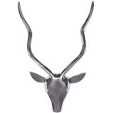 Deko Hirschgeweih s Aluminium Wanddeko Landhausstil Silber Metall modern, Design Hirschkopf Landhaus Geweih Wand groß, Wohndeko Hirsch außen,