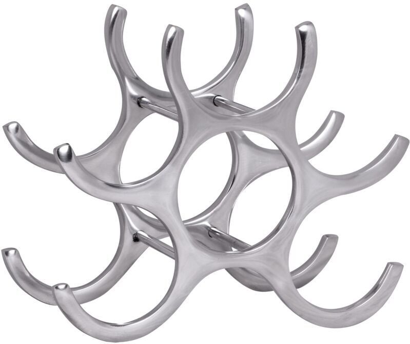 Weinregal Design 24 cm für 6 Flaschen Aluminium Silber - Finebuy