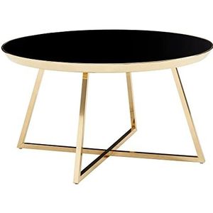 FineBuy Koffietafel Glazen en Metaal 76x76x41 cm Gespiegeld Zwart | Ronde Salontafel | Tafel Woonkamer Moderne | Lage Bijzettafel Woonkamertafel