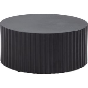 salontafel 67x67x31 cm metaal zwarte salontafel rond | Design woonkamertafel met golfmotief | Salontafelijzer in lattenlook | Kleine tafel bijzettafel woonkamer modern