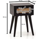 boxspring nachtkastje zwart mangohout rotan