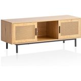 FINEBUY Lowboard FB100342 (Eiche Dekor, 120x45,5x40 cm, Wiener Geflecht), TV-Kommode Hoch, TV-Schrank Modern Fernsehtisch
