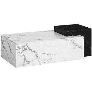 FINEBUY Couchtisch FB107240 (Wohnzimmertisch Marmor Optik, 120x60x40 cm MDF), Kaffeetisch Rechteckig, Sofatisch Weiß Modern