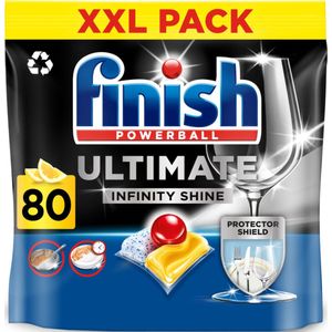 Finish Ultimate Infinity Shine Citroen Vaatwastabletten - 80 Capsules - kwartaalbox