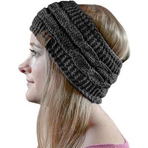 cosey - Haarband van zacht gebreid, gevoerd met fleece binnenvoering, verschillende designs en modellen, zwart.