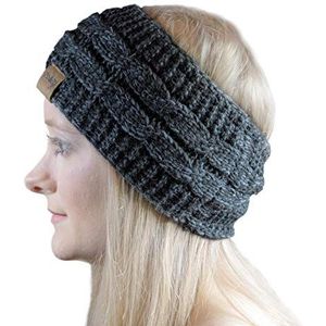 cosey - Haarband van zacht gebreid, gevoerd met fleece binnenvoering, verschillende designs en modellen, Zwart