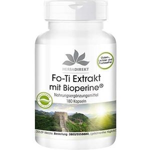 Fo-Ti-capsules - met Bioperine - veganistisch - 180 capsules - Fo-Ti-extract | HERBADIREKT by Warnke Vitalstoffe - Duitse apothekerskwalitei