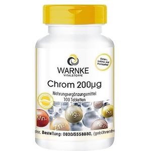 Chroom 200µg - 100 tabletten chroompicolinaat voor 100 dagen - voedingssupplement - hoog gedoseerd - veganistisch | Warnke Vitalstoffe - Duitse apothekerskwalitei
