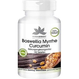 Boswellia tabletten - met mirre en curcumine - 150 tabletten - met vitamine D3 | HERBADIREKT by Warnke Vitalstoffe - Duitse apothekerskwalitei