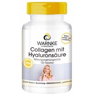 Collageen 750 mg - 120 tabletten met hyaluronzuur + vitamine C voor huid en gewrichten | Warnke Vitalstoffe - Duitse apothekerskwalitei