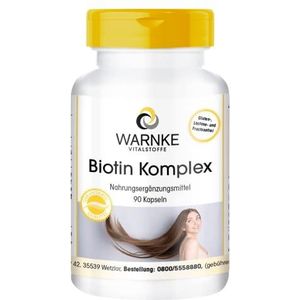 Biotinecomplex - 90 veganistische capsules met zink en selenium voor 90 dagen - hoog gedoseerd, veganistisch | Warnke Vitalstoffe - Duitse apothekerskwalitei