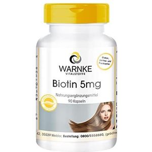 Biotine 5 mg - 90 capsules, veganistisch, vitamine van de B-groep | Warnke Vitalstoffe - Duitse apothekerskwalitei