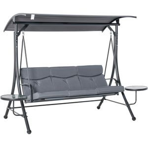 Outsunny Hollywoodschaukel mit verstellbarem Sonnendach, 3-Sitzer, Verstellbares Dach, Gartenschaukel, 1 tlg., Schaukelbank, für Garten, Balkon, Grau