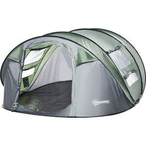 Outsunny Tent voor 4-5 personen, kampeertent met haringen, koepeltent, polyester, groen A20-169