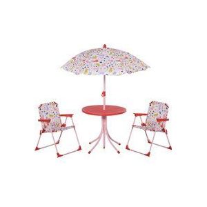 Outsunny 4-delige kinderzitgroep tuintafel 2 klapstoelen parasol 3-5 jaar 312-025