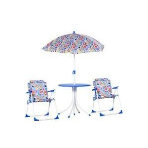 Outsunny 4-delige kinderzitgroep tuintafel 2 klapstoelen parasol 3-5 jaar 312-025