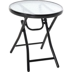 Outsunny Tuintafel bistrotafel met glazen blad rond metaal Ø 45 cm zwart 84B-590