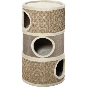 PawHut Kattenkrabpaal Kattenton voor katten 3 niveaus Krabpaal klimboom sisal D30-326