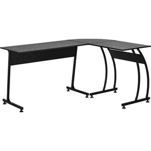 HOMCOM L-vormige computertafel hoekbureau werktafel minimalistisch spaanplaat metaal ruimtebesparend gamen pc-werkstation voor thuiskantoor zwart 112,5 x 152 x 74 cm
