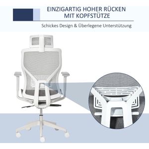 Vinsetto Bureaustoel In hoogte verstelbare bureaustoel met 3D-armleuning 3 niveaus mesh grijs 921-435