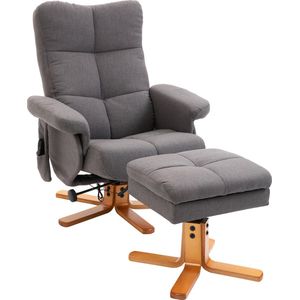 HOMCOM Massagefauteuil met voetenbank, relaxfauteuil, helling op 145 °, kunstleer, donkergrijs 700-111V03