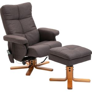 HOMCOM Massagefauteuil met voetenbank, relaxfauteuil, helling op 145 °, kunstleer, donkergrijs 700-111V03