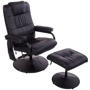 HOMCOM massagestoel - met voetenbank - met massagefunctie - zwart
