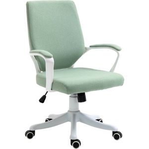 Vinsetto kantoorstoel bureaustoel stoel kantoor aan huis met kantelfunctie rugleuning in hoogte verstelbaar dikke bekleding ergonomisch 360° zwenkwielen polyester nylon PP groen + Wit 62x69x92-102 cm
