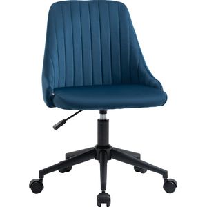 Vinsetto kantoorstoel draaistoel bureaustoel ergonomisch lijndesign in hoogte verstelbaar 360° draaibaar schuimstof fluweelzacht polyester blauw 50 x 58 x 77-85 cm