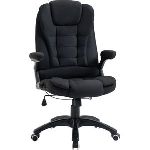 Vinsetto kantoorstoel computerstoel, ontspannen achterover liggen in hoogte verstelbare bureaustoel ergonomisch 360 ° schuimstof PP-kunststof linnen look polyester zwart 64 x 64 x 100-109,5 cm