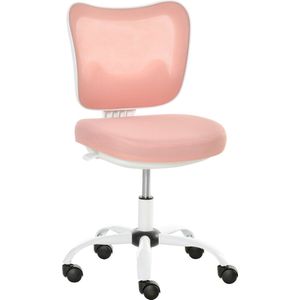 Vinsetto bureaustoel draaistoel ligfunctie bureaustoel in hoogte verstelbaar schuim ABS metaal wit + lichtblauw 46 x 51 x 78-87,5 cm