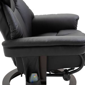 HOMCOM relaxstoel met massagefunctie, voetkruk, massagestoel met verstelbare functie, kunstleer, zwart 79 x 82 x 101 cm