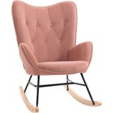 HOMCOM - Schommelstoel - Roze - Houten lopers - Quilten