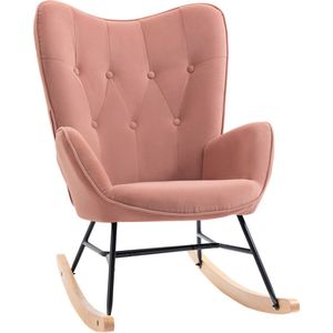 HOMCOM - Schommelstoel - Roze - Houten lopers - Quilten