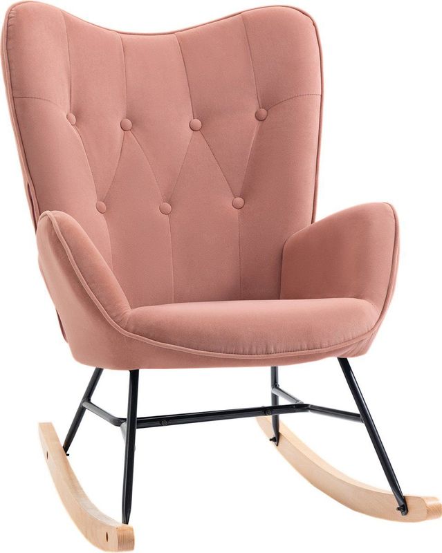 HOMCOM - Schommelstoel - Roze - Houten lopers - Quilten