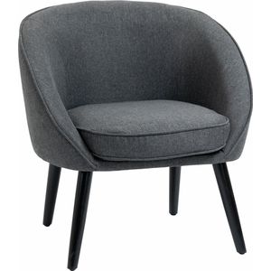 HOMCOM eetkamerstoel woonkamer stoel bureaustoel gestoffeerde stoel modern polyester hout grijs 71 x 65 x 75 cm