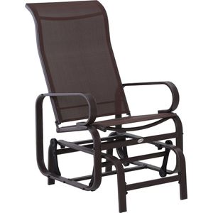 Outsunny Metalen schommelstoel relaxstoel tuinstoel tuin schommel stoel bruin 84A-009
