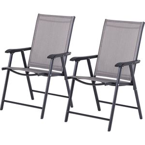 Outsunny Klapstoel met armleuningen set van 2 campingstoel visstoel klapstoel metaal zwart 84B-381