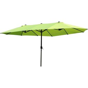 Outsunny parasol, tuinparasol, marktparasol, dubbele parasol, terrasparasol met handslinger, groen ovaal, 460 x 270 x 240 cm